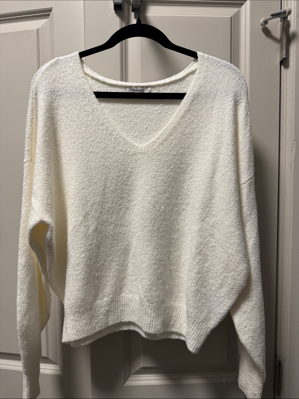Madewell Ivory V-Neck Sweater Size Medium